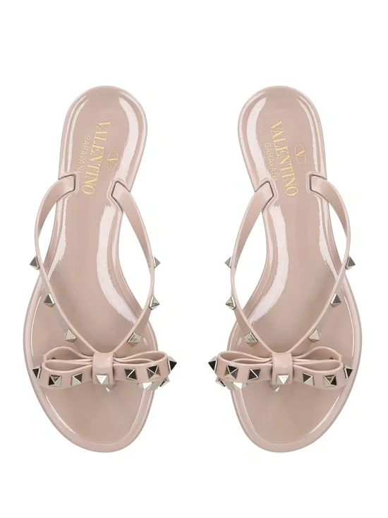 Valentino Garavani Rockstud Jelly Thong Sandals Powder Nude Size 38EU - Picture 1 of 7